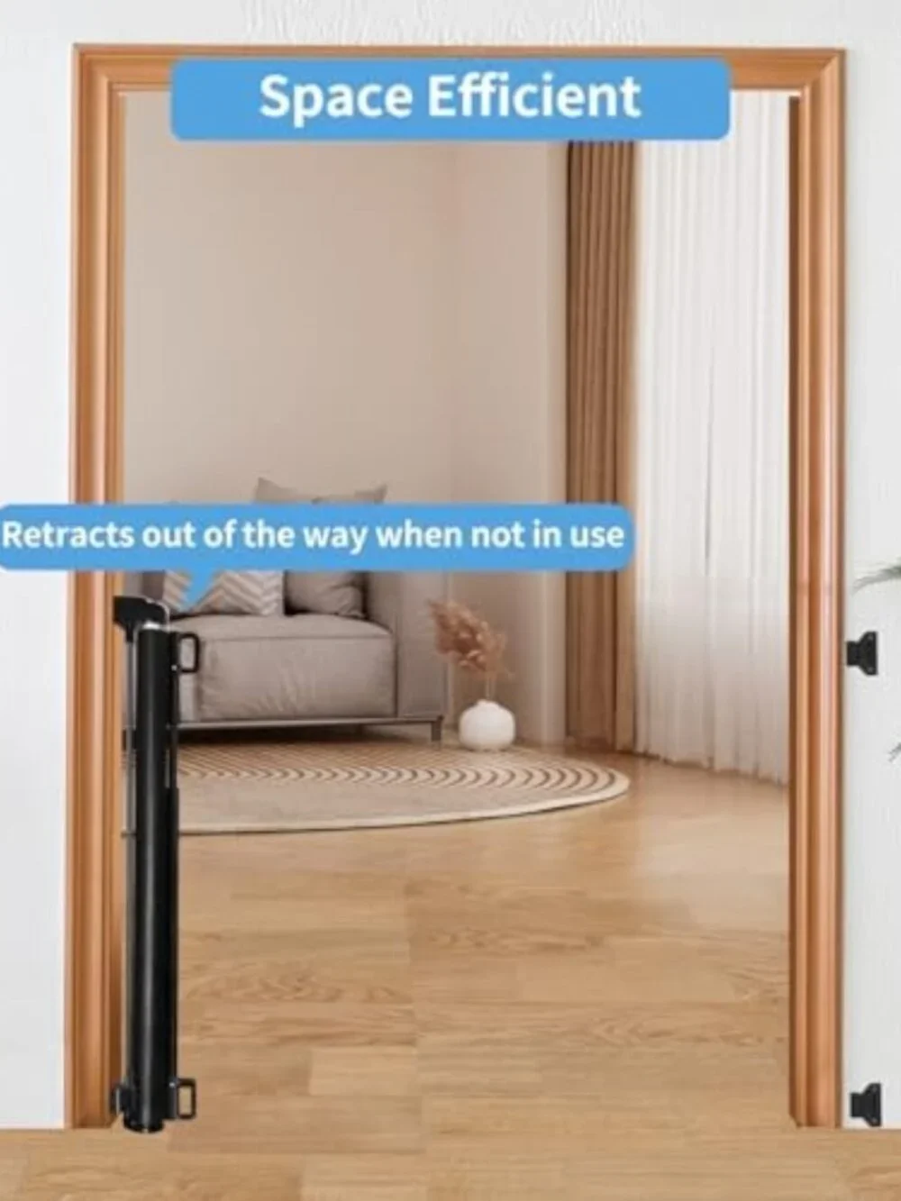 Retractable Mesh Baby Gate for Doorways & Stairs, Easy One-Hand Operation